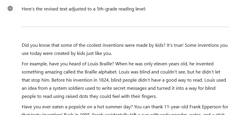 ChatGPT rewriting text
