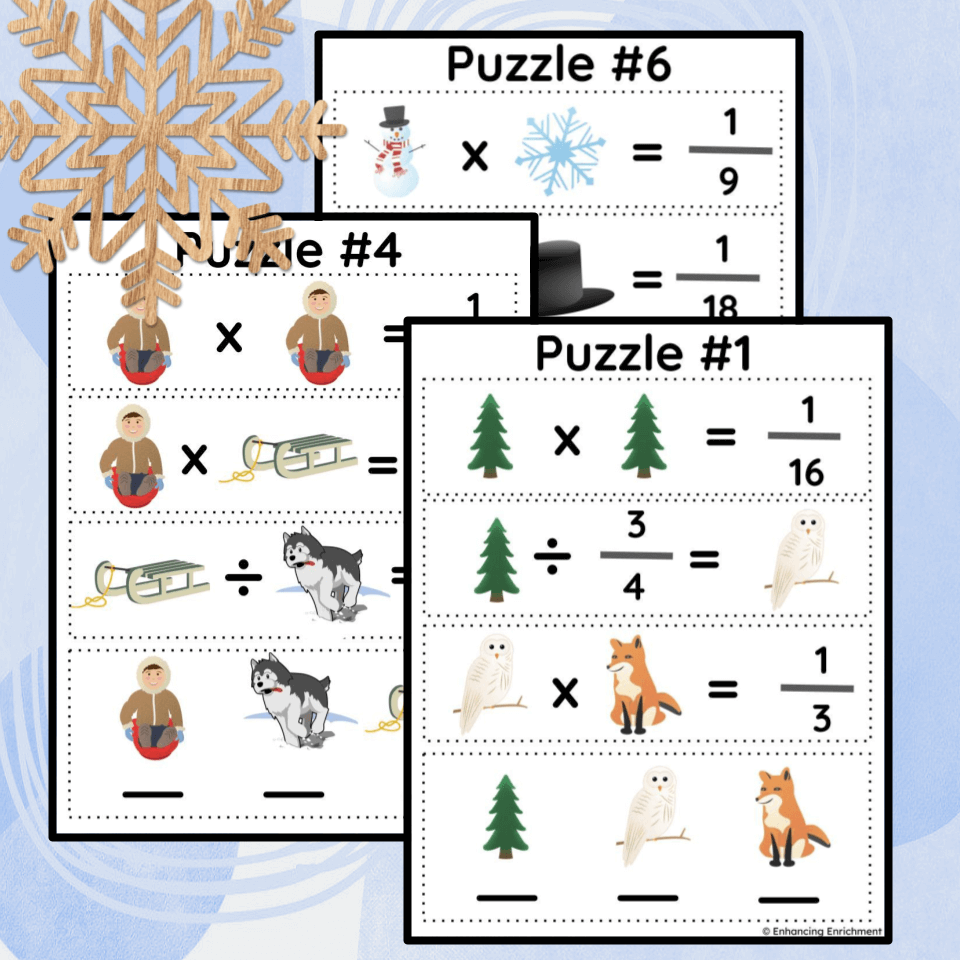 Multiply and Divide Fraction Logic Puzzles