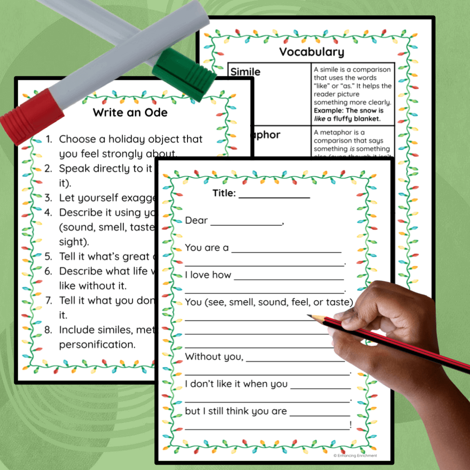 Ode to a Holiday Object Free Writing Resource