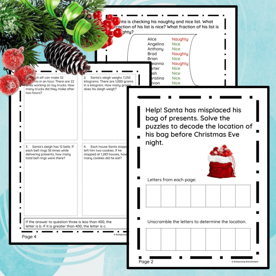 Santa's Workshop Math Mystery