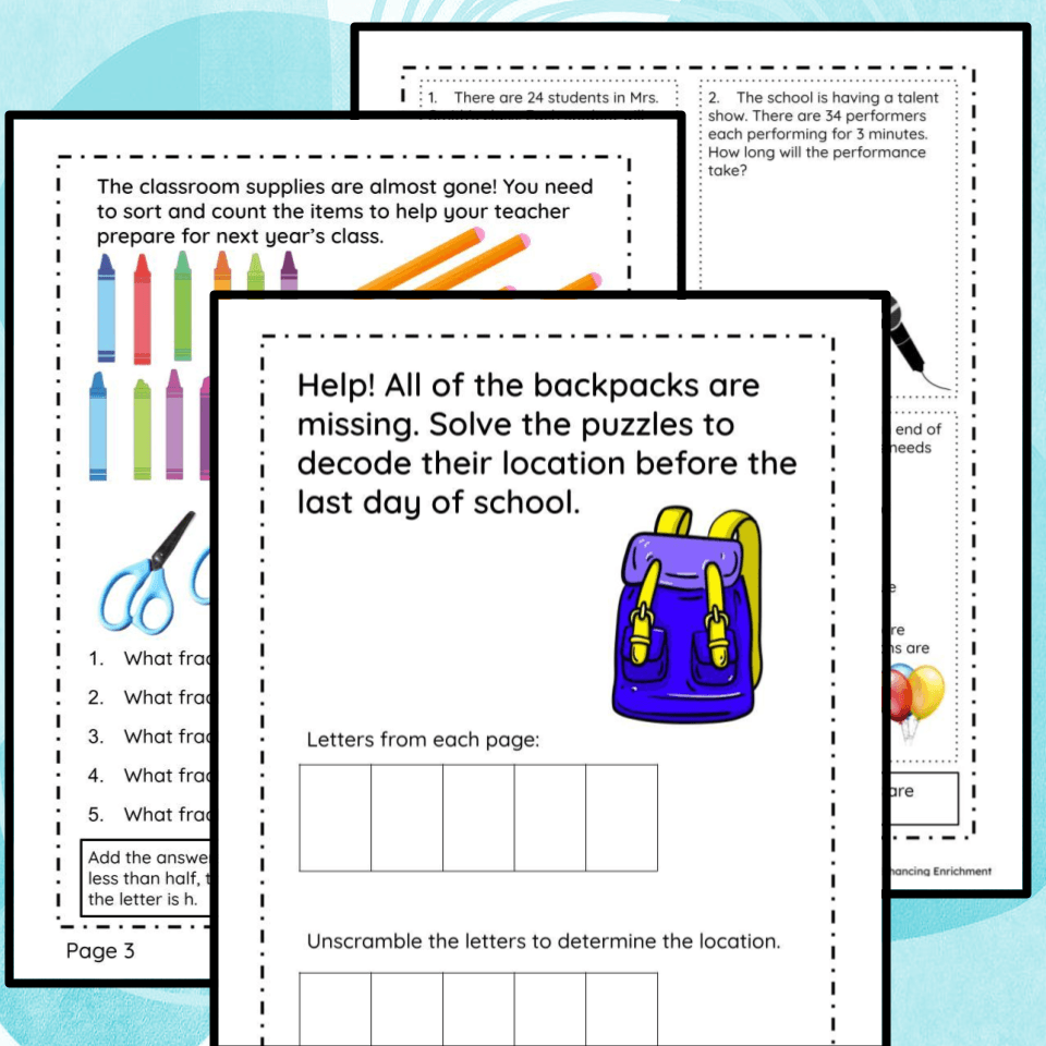 End of the Year Math Mystery