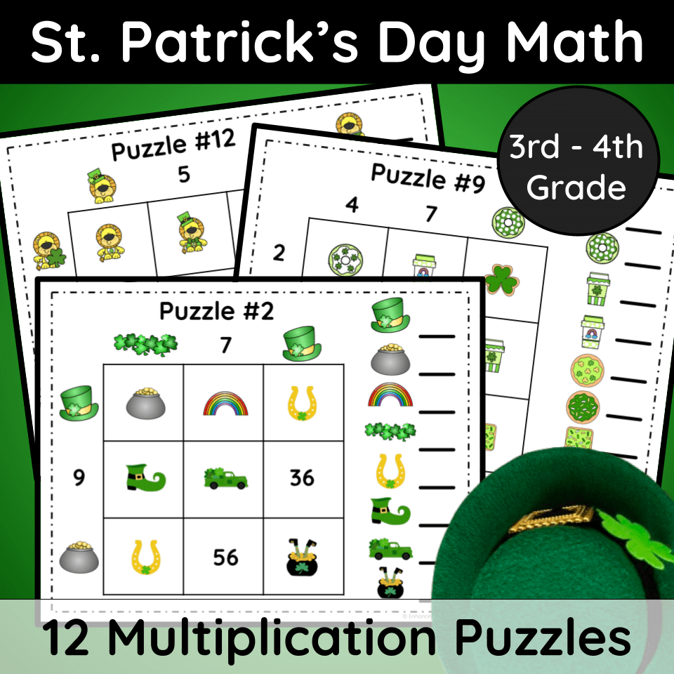 St. Patrick's Day Multiplication Puzzles