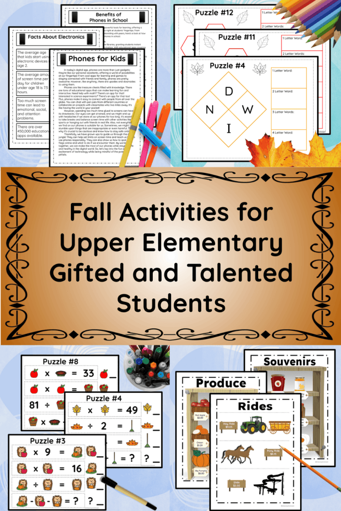 Fall Activities for Upper Elementary Gifted and Talented Students