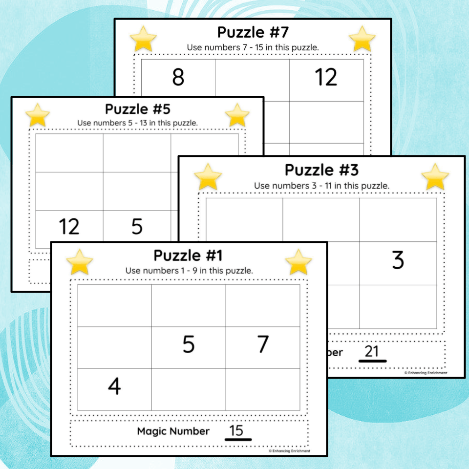 Magic Square Math Puzzles